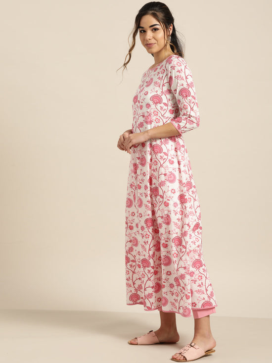 Pink Floral Anarkali Kurta