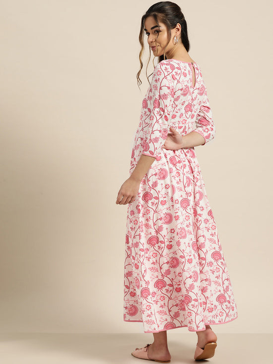 Pink Floral Anarkali Kurta