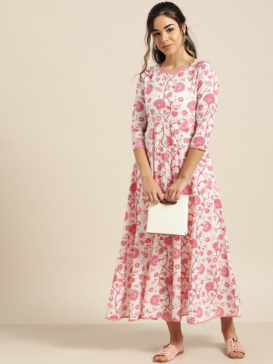 Pink Floral Anarkali Kurta