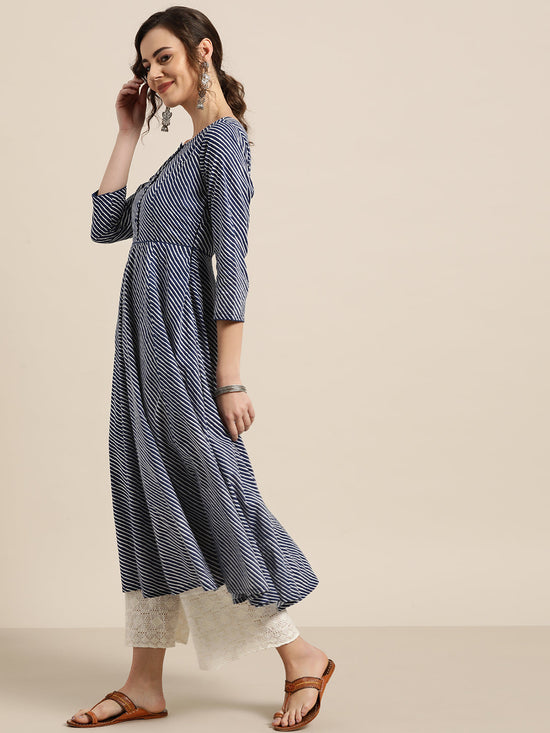 Navy Stripe Anarkali Kurta