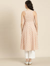 Peach Printed Sleeveless Kurta