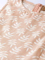 Peach Printed Sleeveless Kurta