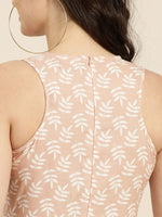 Peach Printed Sleeveless Kurta