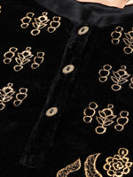 Black Zari Embroidered Velvet Kurta