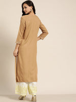 Brown Foil Print Panel Liva Kurta