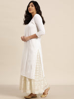 White Sleeve Embroidered Liva Kurta