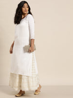 White Sleeve Embroidered Liva Kurta