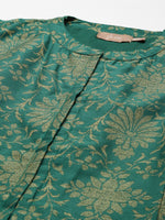 Green Jacquard Floral Cold Shoulder Kurta