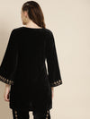 Black Velvet Zari Embroidered Short Kurta