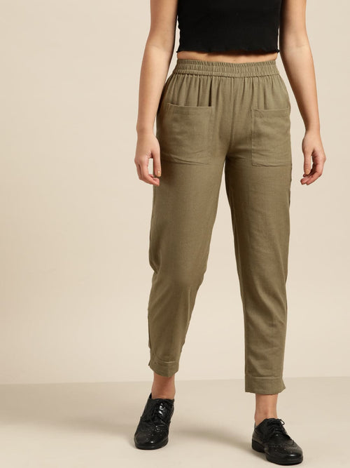 Olive Patch Pocket Pants