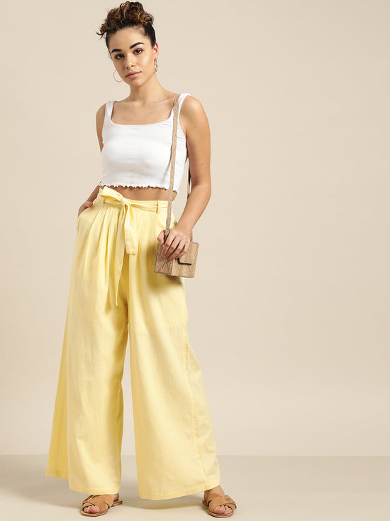 Lemon Pleated Palazzo