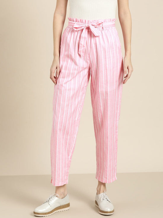 Pink Stripes Paper Bag Pants