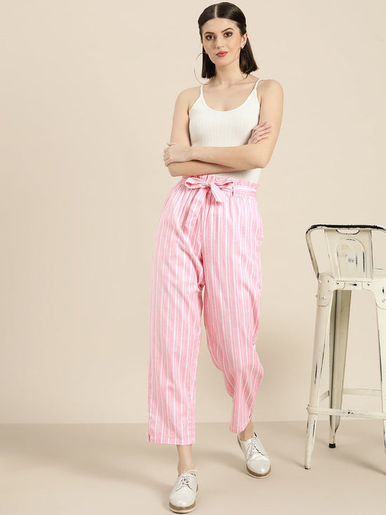 Pink Stripes Paper Bag Pants