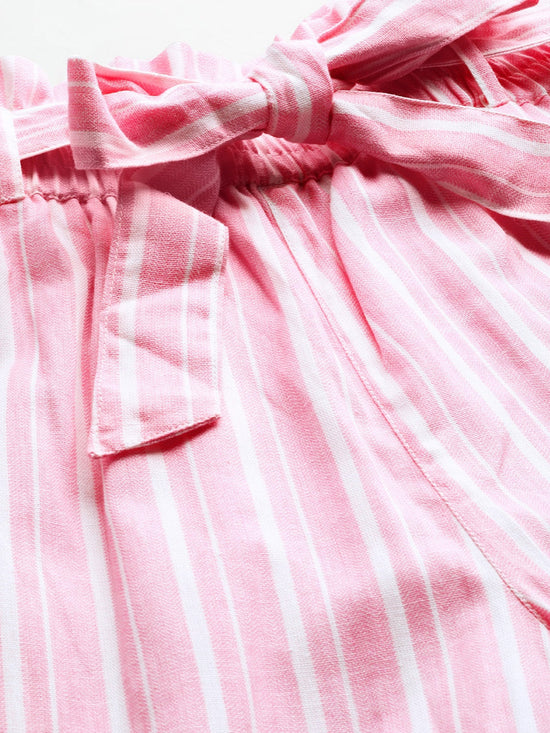 Pink Stripes Paper Bag Pants