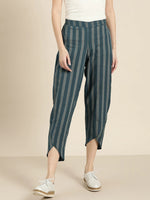 Teal Striped Tulip Pants