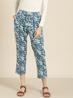 Blue Floral Straight Pants