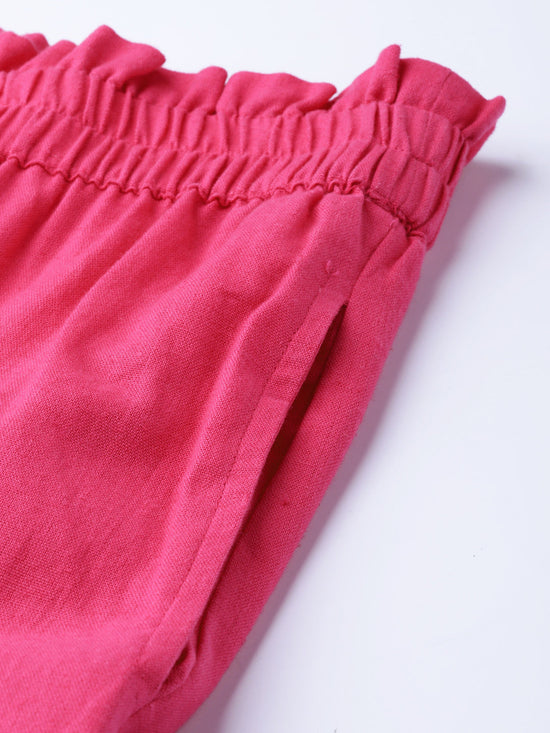 Pink PaperBag Tapered Pants