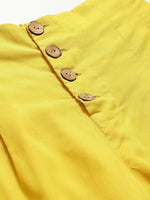 Yellow Front Button Pleated Culottes