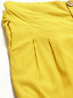 Yellow Front Button Pleated Culottes