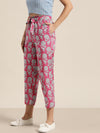 Pink Floral PaperBag Waist Pants