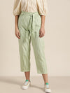 Green Stripes PaperBag Waist Pants