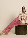 Pink Foil Print Palazzo Pants