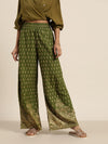 Green Foil Print Palazzo Pants