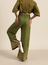 Green Foil Print Palazzo Pants