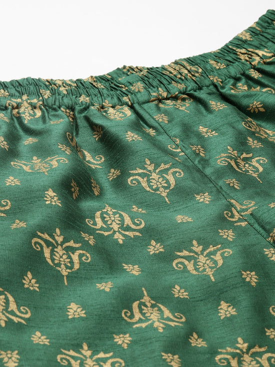 Green Foil Print Pencil Pants