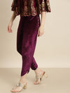 Purple Velvet Embroidered Tulip Pants