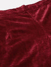 Maroon Velvet Fringe Lace Tulip Pants