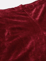 Maroon Velvet Fringe Lace Tulip Pants