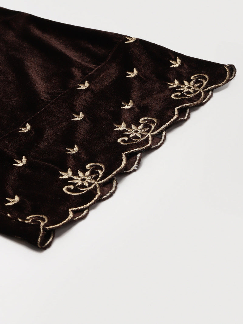 Wholesale Brown Velvet Embroidered Flared Pants – Tradyl