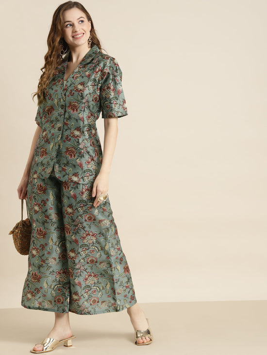 Olive Floral Palazzo Pants