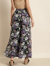 Black & Lilac Floral Kali Palazzo Pants