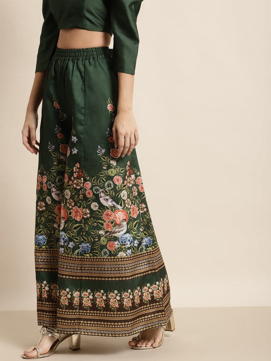 Green Floral Kali Palazzo Pants