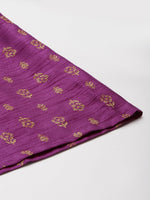 Purple Foil Floral Ankle Length Palazzo Pants