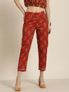 Women Rust All Over Floral Pencil Pants