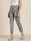 Women Grey Floral Pencil Pants