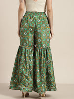 Women Green Patola Sharara Pants