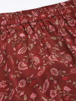 Women Maroon Floral Sharara Pants