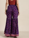 Women Purple Floral Sharara Pants