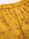Women Yellow Lotus Flared Palazzo Pants