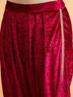 Women Fuchsia Velvet Dhoti Pants