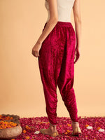 Women Fuchsia Velvet Dhoti Pants
