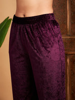 Women Purple Velvet Straight Pants