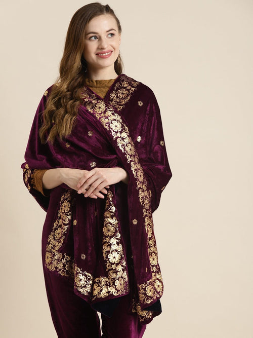 Purple Velvet Foil Print Dushala