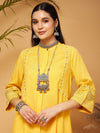 Women Yellow Embroidered Top With Palazzos