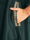 Women Emerald Zari Embroidered Collar Shirt With Pants