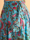 Women Blue Floral Anarkali Skirt With Crop Top